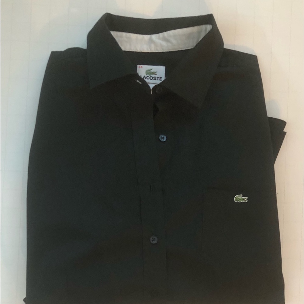 Lacoste 100% cotton tailored fit Black Casual Shirt Sz 44